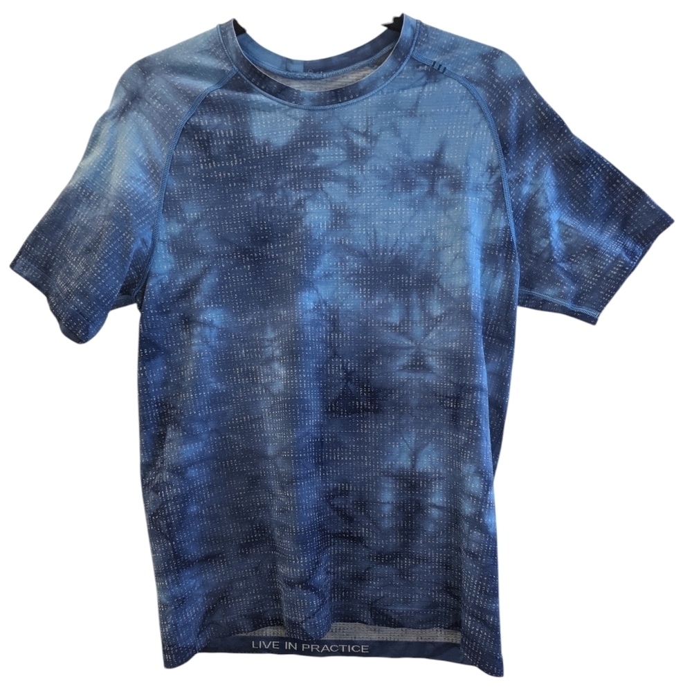 Lululemon Men's Small Metal Tech T 2.0 Blue Marble Dye Short Sleeve Tee